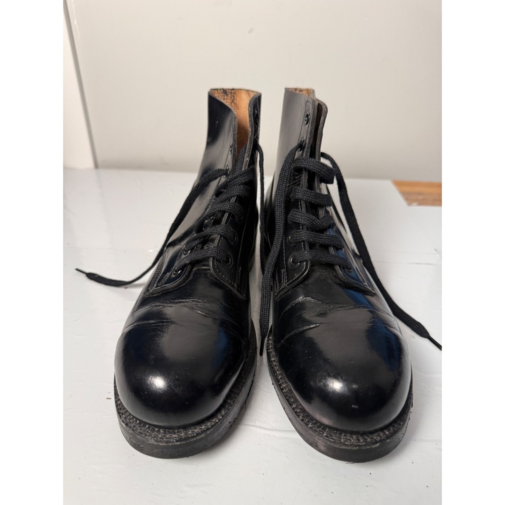 Vintage Black Leather Cap Toe Military Parade Boots Size 6E
